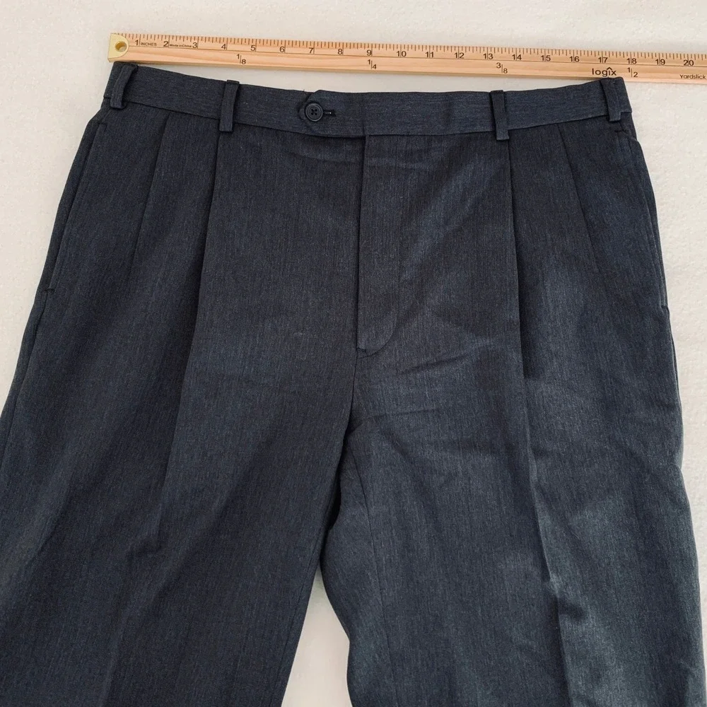 Brooks Brothers Dress Pants Men 36x32 Charcoal Grey Pleated Madison Fit Wool